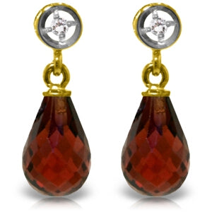 2.73 Carat 14K Solid Yellow Gold Breakthrough Garnet Diamond Earrings