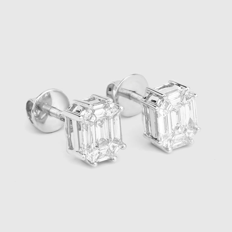 0.70 Carat Genuine White Diamond 18K White Gold Earrings (G-H Color, VVS-VS Clarity)