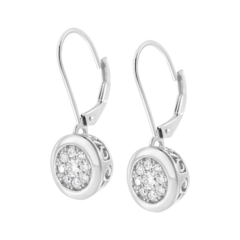 .925 Sterling Silver 3/4 cttw Lab Grown Diamond Cluster Dangle Earring (F-G Color, VS2-SI1 Clarity)