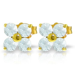 1.15 Carat 14K Solid Yellow Gold Flutter Home Aquamarine Earrings