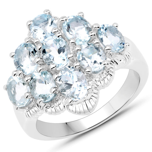 2.61 Carat Genuine Aquamarine .925 Sterling Silver Ring