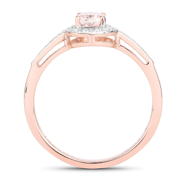 0.81 Carat Genuine Morganite and White Topaz .925 Sterling Silver Ring