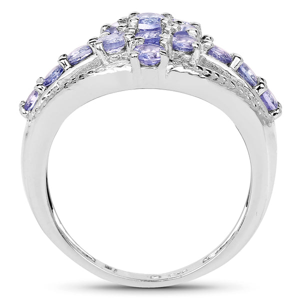 1.28 Carat Genuine Tanzanite .925 Sterling Silver Ring