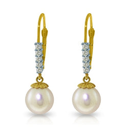 4.15 Carat 14K Solid Yellow Gold Leticia Pearl Diamond Earrings