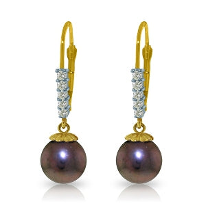 8.15 Carat 14K Solid Yellow Gold Pampered Pearl Diamond Earrings