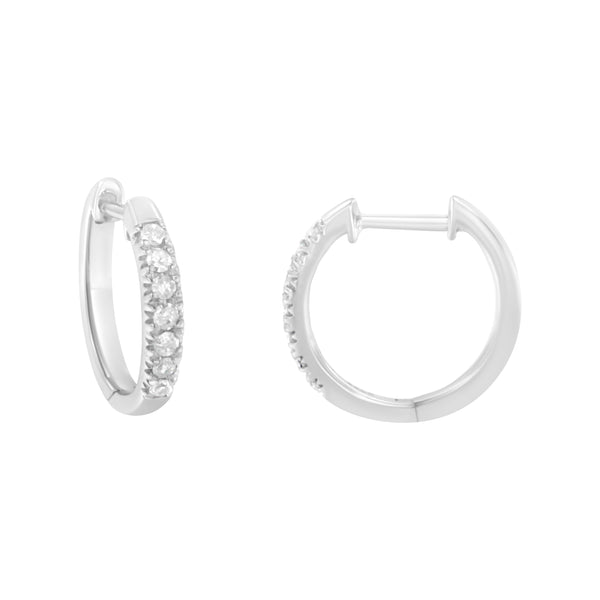 .925 Sterling Silver 1/4 Cttw Diamond Hoop Earrings (I-J Color, I3 Clarity)