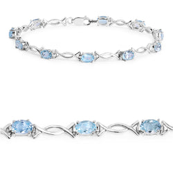 5.10 Carat Genuine Blue Topaz .925 Sterling Silver Bracelet