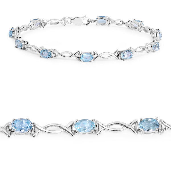 5.10 Carat Genuine Blue Topaz .925 Sterling Silver Bracelet