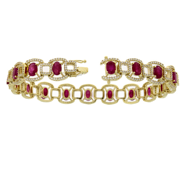 11.41ct Ruby Diamond Tennis Bracelet 14KT White Gold