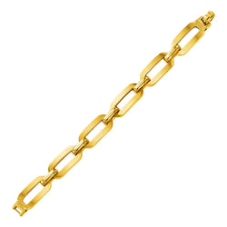 14k Yellow Gold 7 3/4 inch Rectangular Oval Link Bracelet