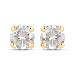 0.74 Carat Genuine LB Diamond 14K Yellow Gold Earrings