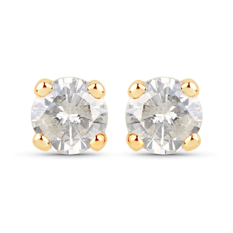 0.74 Carat Genuine LB Diamond 14K Yellow Gold Earrings