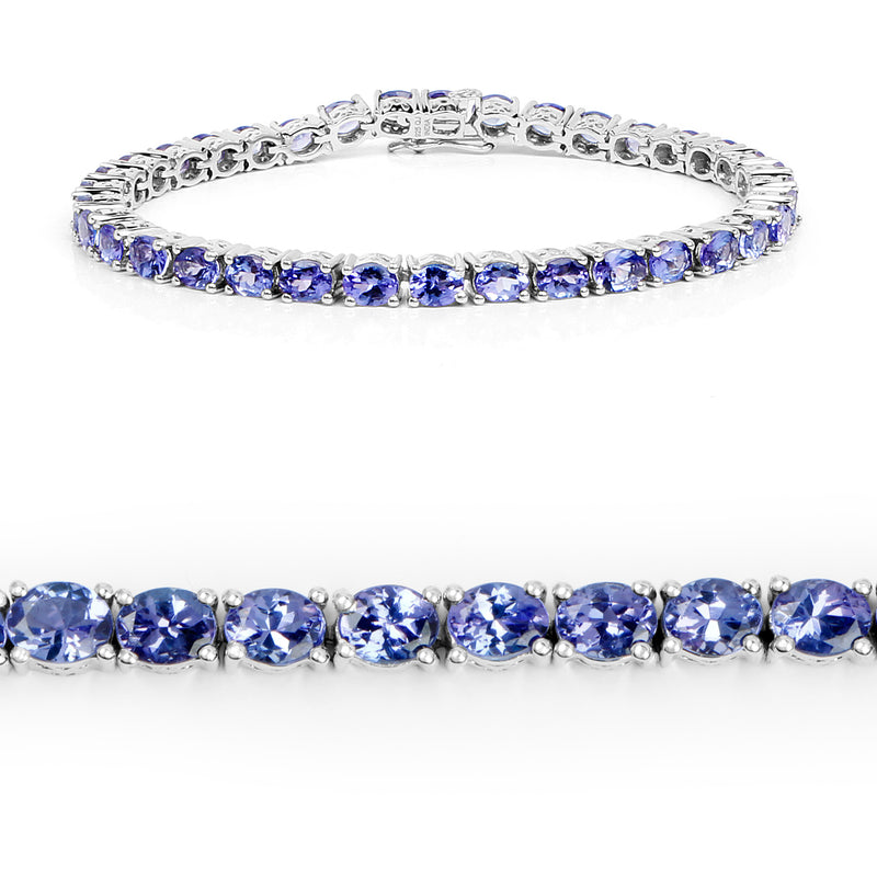 11.88 Carat Genuine Tanzanite .925 Sterling Silver Bracelet