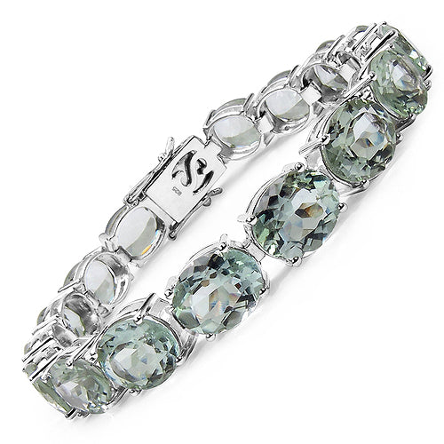 53.55 Carat Genuine Green Amethyst .925 Sterling Silver Bracelet