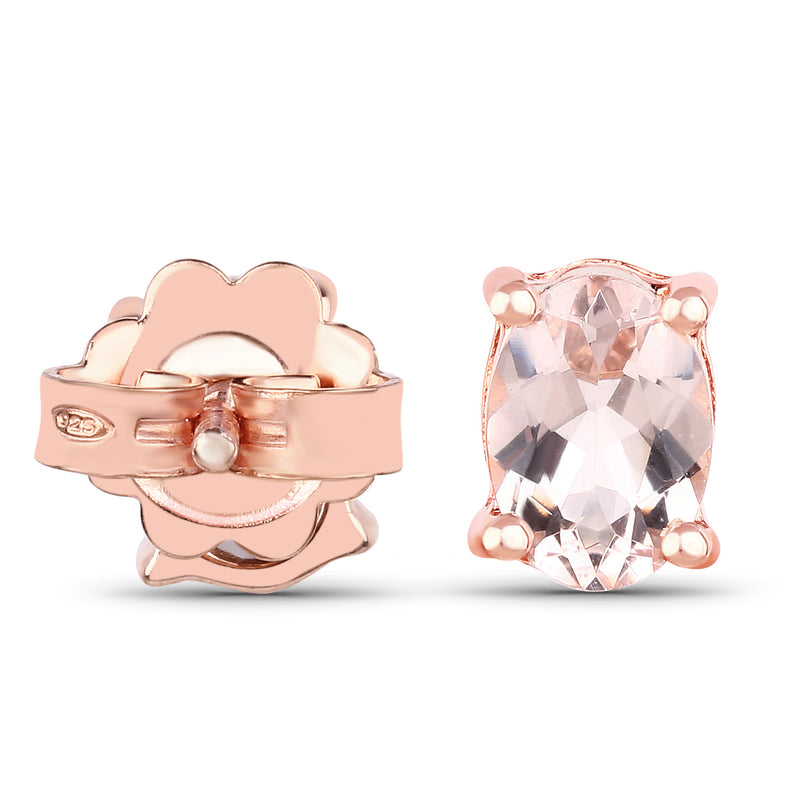 18K Rose Gold Plated 1.70 Carat Genuine Morganite .925 Sterling Silver Earrings