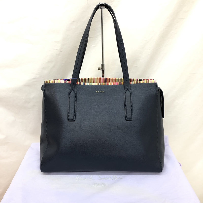 Paul Smith Tote Bag PWR212 Crossover Stripe Navy Multicolor Semi-shoulder One Shoulder Leather Womens