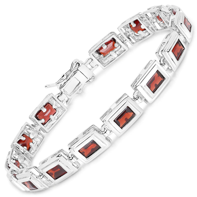 7.50 Carat Genuine Garnet .925 Sterling Silver Bracelet