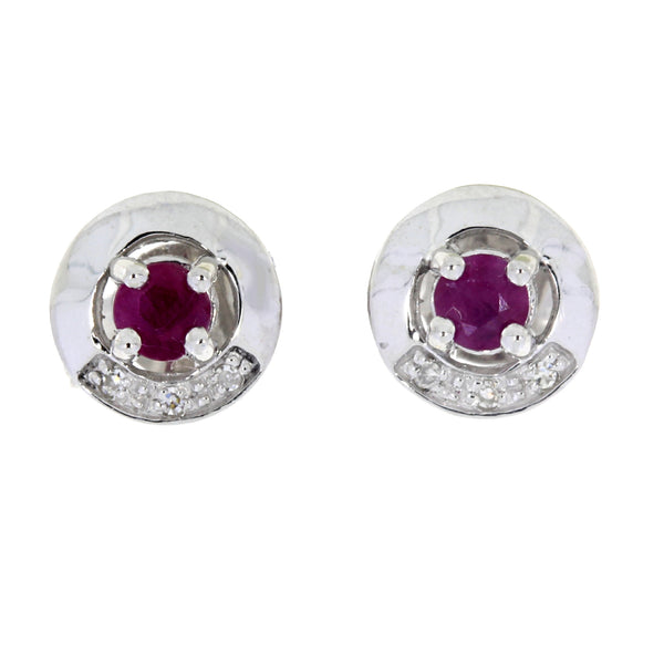 .31ct Ruby Diamond Stud Earrings 14KT White Gold