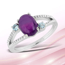 2.5 Natural Amethyst Cocktail Ring 925 Sterling Silver Topaz Jewelry