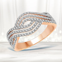 0.61 Carat Genuine White Diamond 14K Rose Gold Ring (G-H Color, SI1-SI2 Clarity)