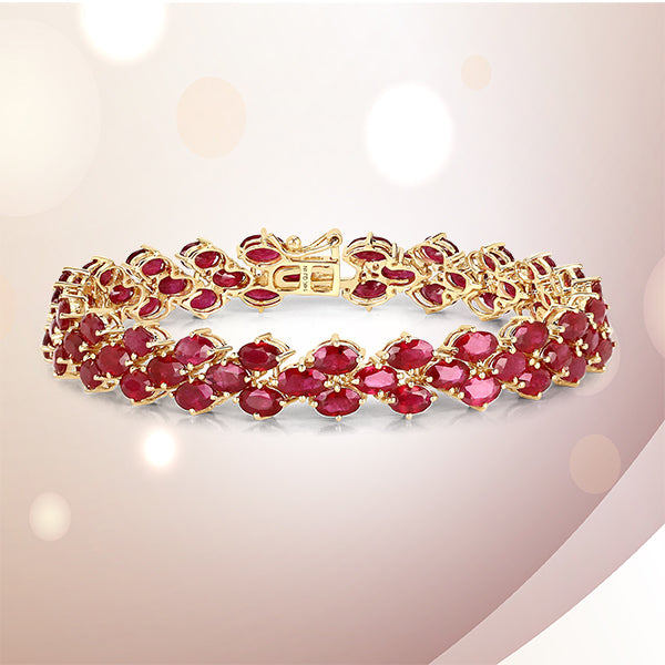 18.63 Carat Genuine Ruby 14K Yellow Gold Bracelet