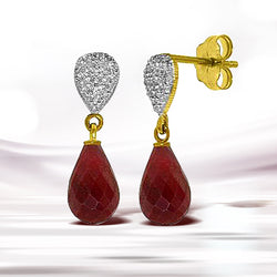 6.63 Carat 14K Solid Yellow Gold Splendid Ruby Diamond Earrings