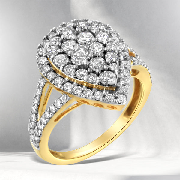 2 Micron Yellow Plated Sterling Silver Diamond Cluster Ring (1 1/2 cttw, J-K Color, I1-I2 Clarity)
