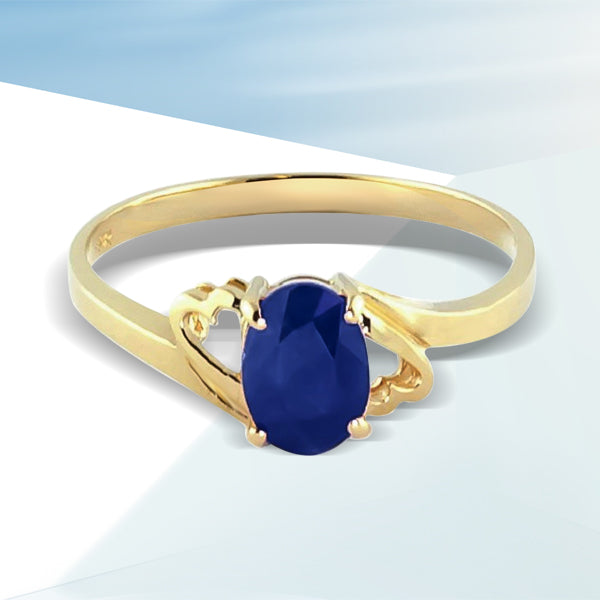 1 Carat 14K Solid Yellow Gold Rings Natural Sapphire