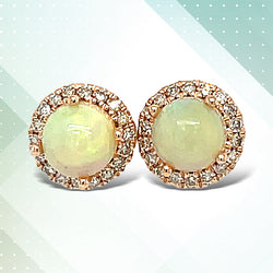 14KR OPAL AND DIAMOND EARRING