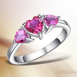 Sterling Silver Pink Sapphire Heart Ring