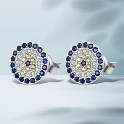 925 Sterling Silver CZ Crystal Evil Eye Earrings for Women