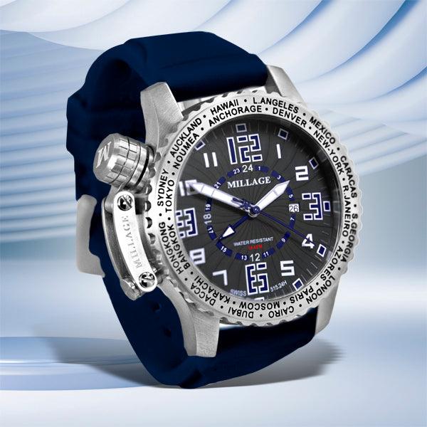 Millage MOSCOW Collection Watch BLK-BLU-BLU-SL - Bids.com