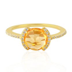 Natural Citrine Band Ring 925 Sterling Silver Topaz Jewelry