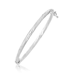 14k White Gold Polished Twist Children's Bangle