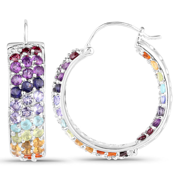 8.79 Carat Genuine Multi Stones .925 Sterling Silver Earrings