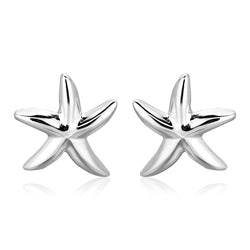 Sterling Silver Large Polished Starfish Earrings