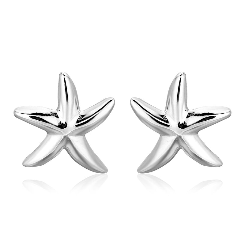 Sterling Silver Large Polished Starfish Earrings