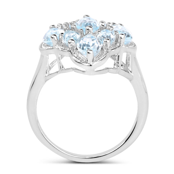 4.30 Carat Genuine Blue Topaz and Blue Topaz .925 Sterling Silver Ring