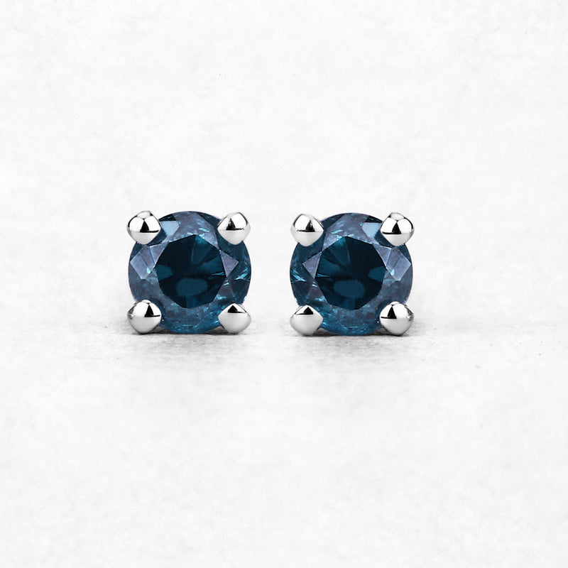 0.29 Carat Genuine Blue Diamond 14K White Gold Earrings (SI1-SI2)