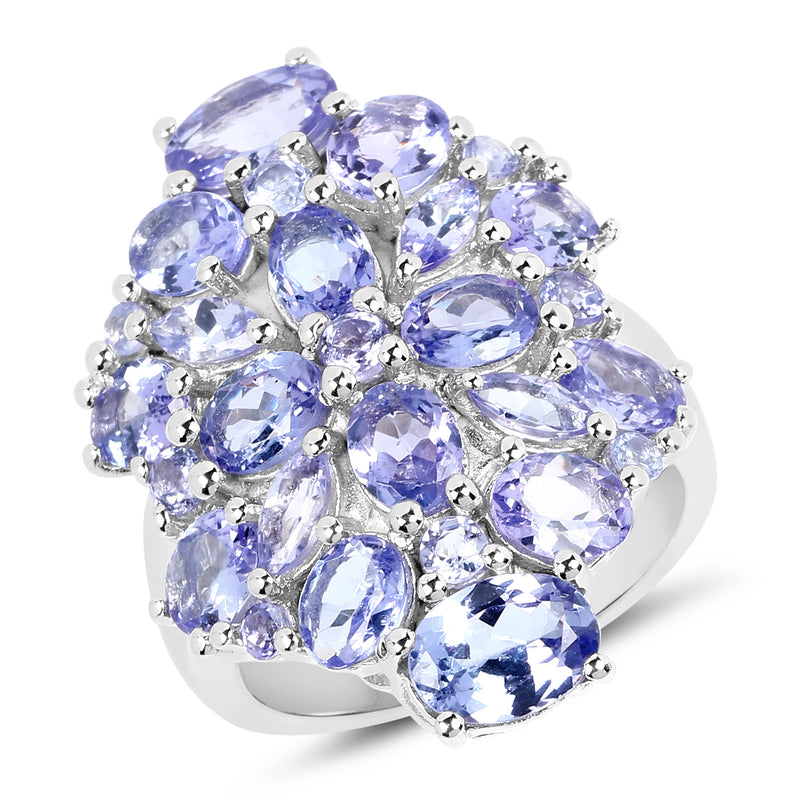 6.48 Carat Genuine Tanzanite .925 Sterling Silver Ring