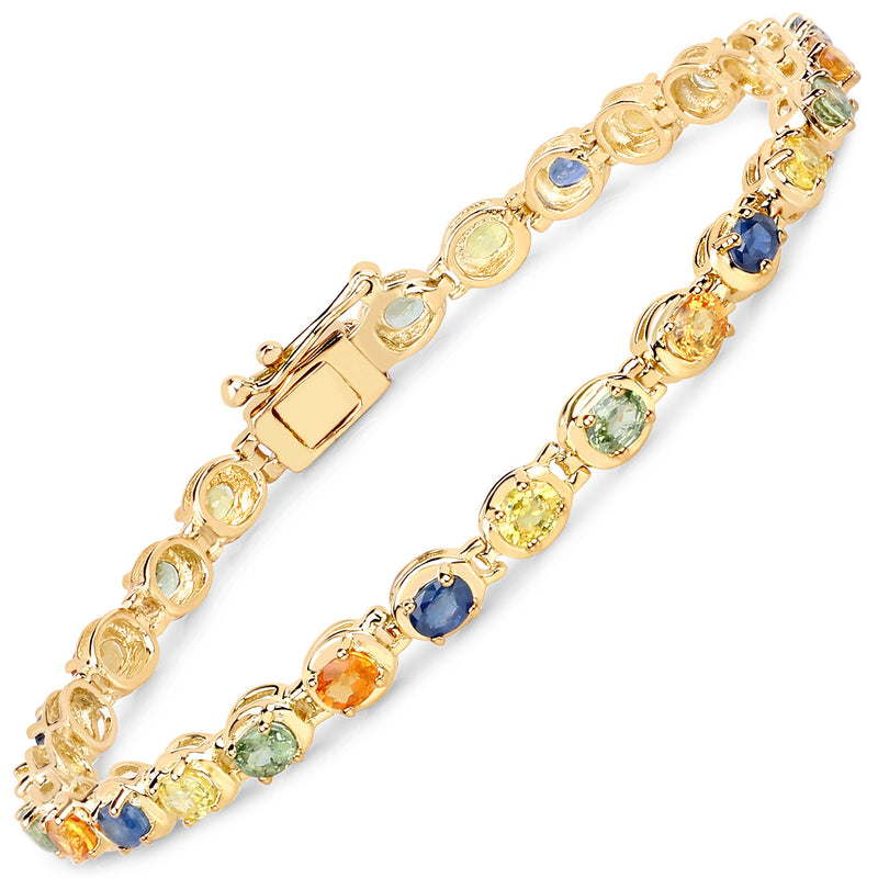 5.40 Carat Genuine Multi Sapphire .925 Sterling Silver Bracelet