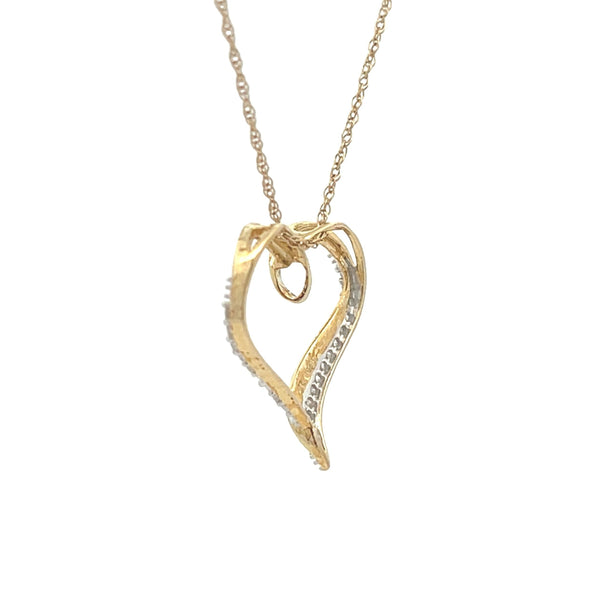 .10ct Diamond Heart Love Pendant 10KT Yellow Gold