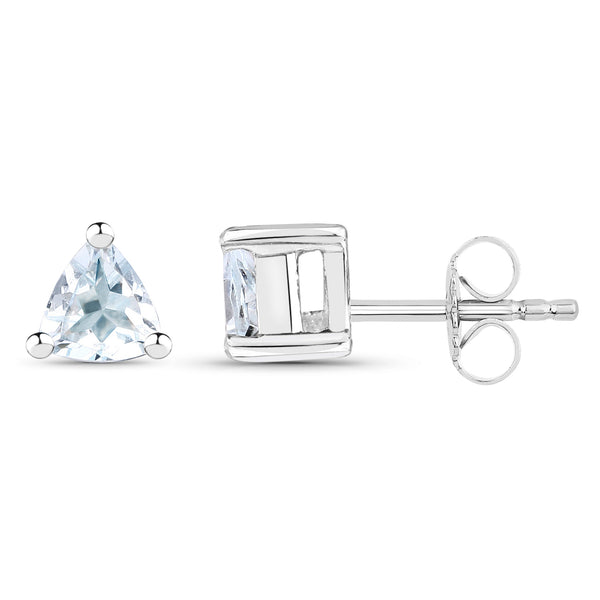 0.32 Carat Genuine Aquamarine .925 Sterling Silver Earrings