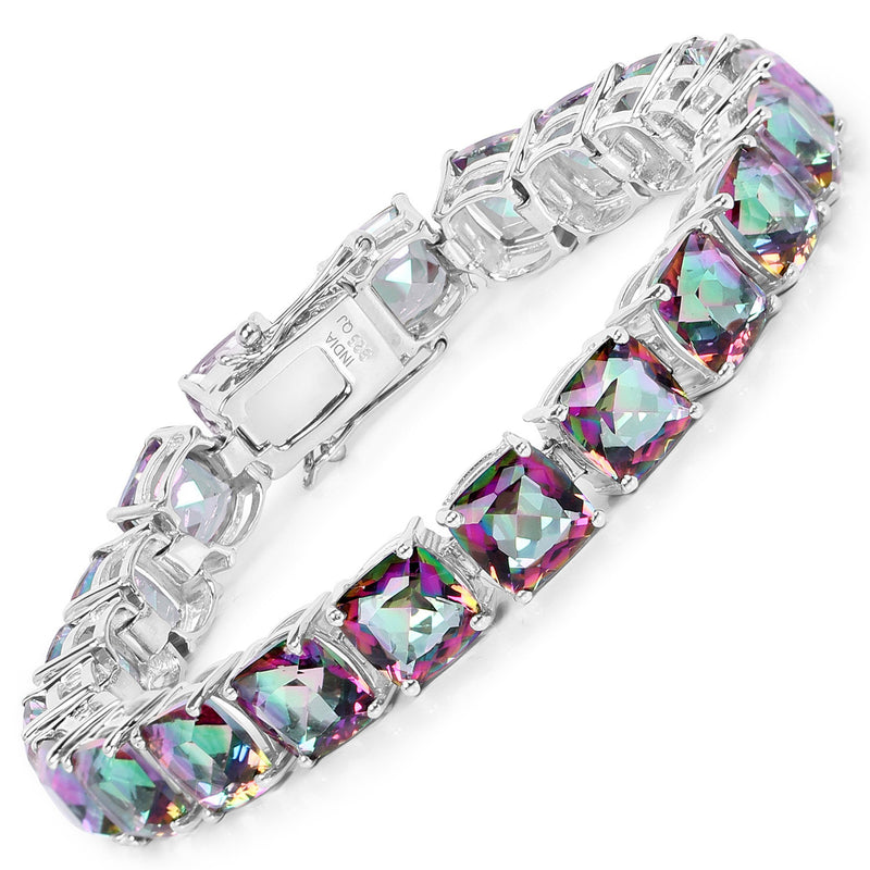 48.93 Carat Genuine Rainbow Quartz .925 Sterling Silver Bracelet