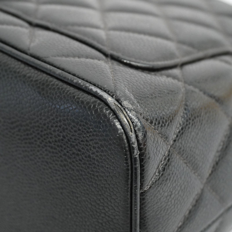 Auth Chanel Reprint Tote Womens Caviar Leather HandbagTote Bag Black