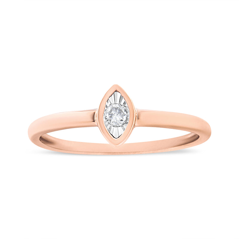 14K Rose Gold Plated .925 Sterling Silver Miracle Set Diamond Accent Pear Shape Promise Ring (J-K Color, I1-I2 Clarity) - Size 6