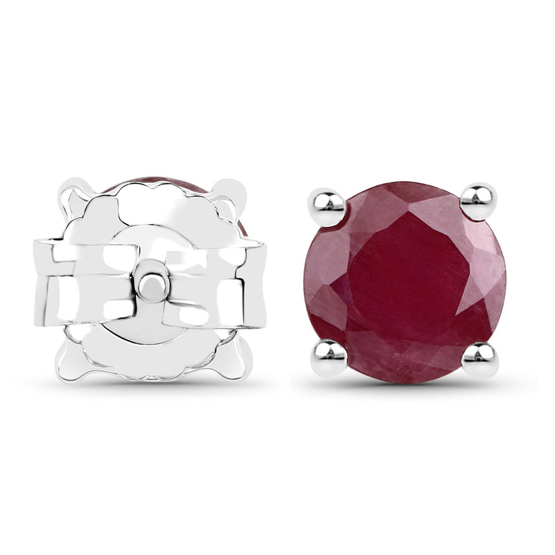 2.00 Carat Genuine Ruby .925 Sterling Silver Earrings