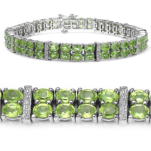 15.25 Carat Genuine Peridot .925 Sterling Silver Bracelet