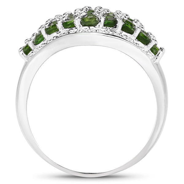 2.41 Carat Genuine Chrome Diopside and White Topaz .925 Sterling Silver Ring