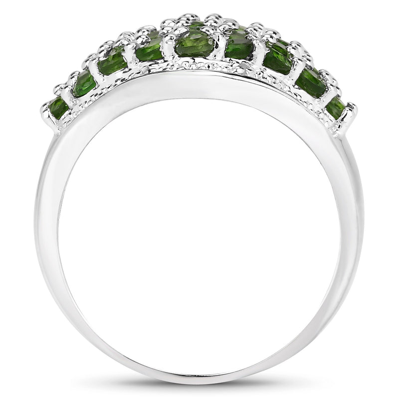 2.41 Carat Genuine Chrome Diopside and White Topaz .925 Sterling Silver Ring